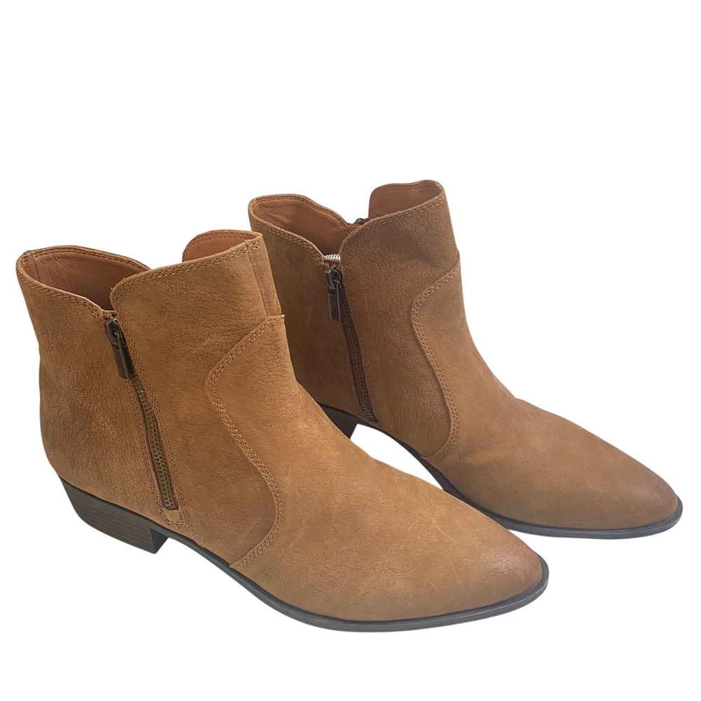 Lucky Brand SZ 11 Tayti Double Zipper Bootie Ankle Boot Leather Casual Excellent
